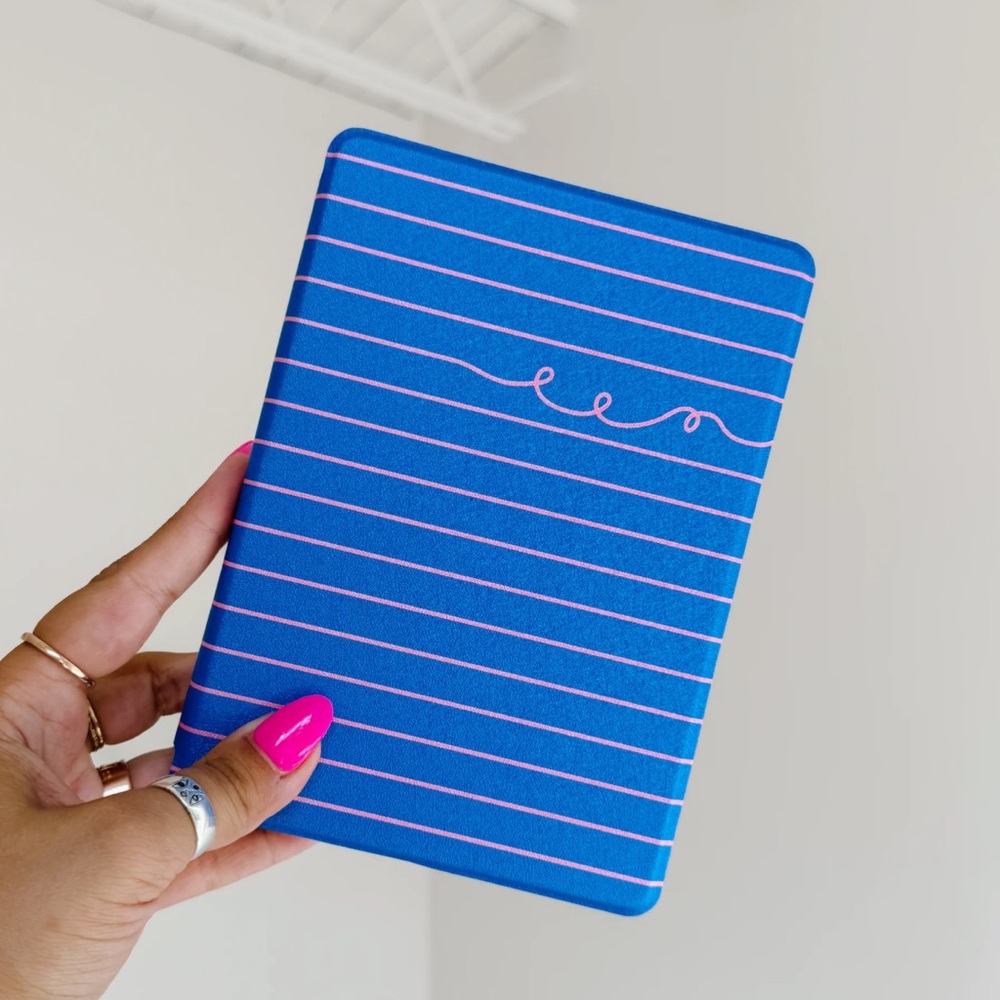 Blue and Pink Striped Tablet Case
